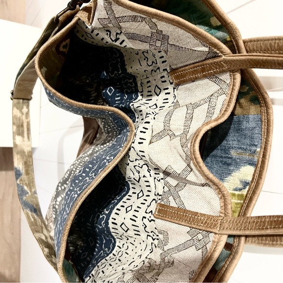 Southwestern Print  Canvas Leather Diaper Bag Baby Bag - Picture 6 of 15